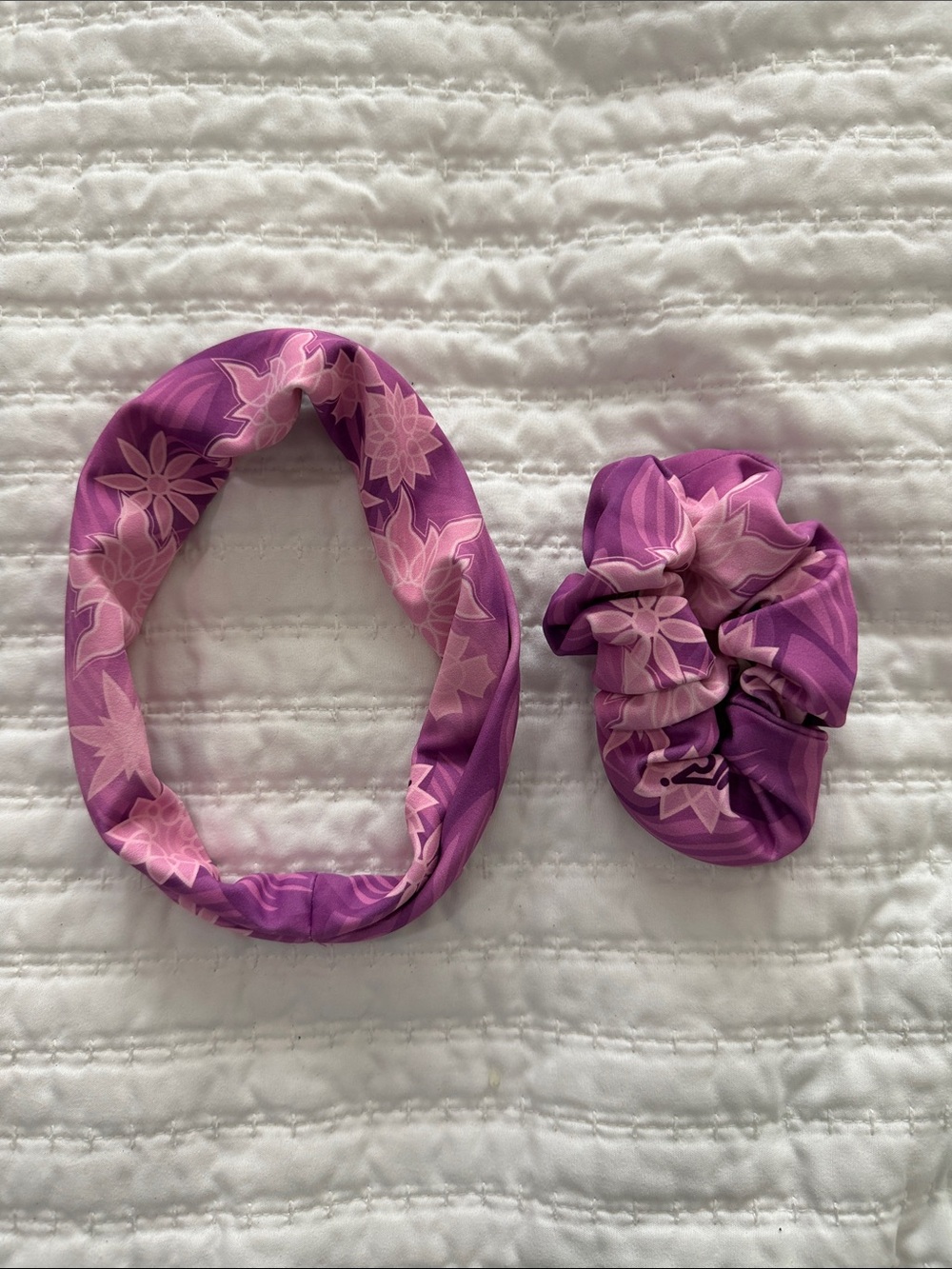 Crowned Athletics RAPUNZEL Purple Floral Headband and Scrunchie Set